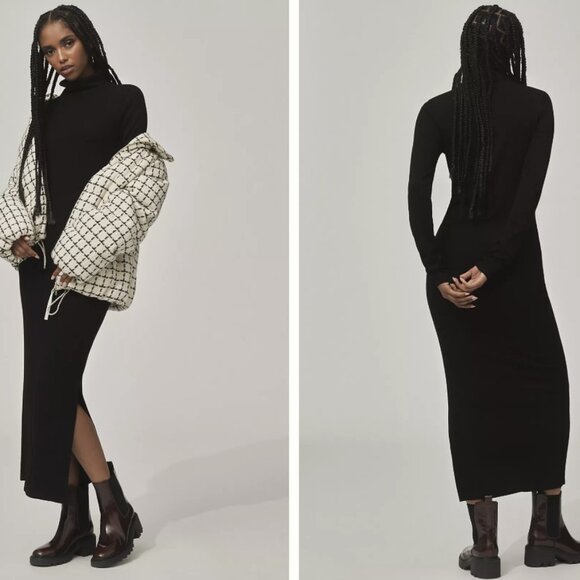 NEW Electric & Rose Lindy Knit Maxi Dress Black Onyx Ribbed‎ Bodycon Small - Picture 3 of 8